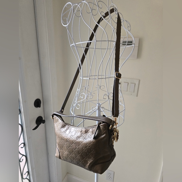 Gucci Guccissima Metallic Bronze Leather 2 Way Hobo bag - Picture 12 of 17